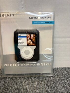 Belkin Black Leather, Slim Hard Case/Sleeve for 3rd gen Apple iPod Nano - NIB